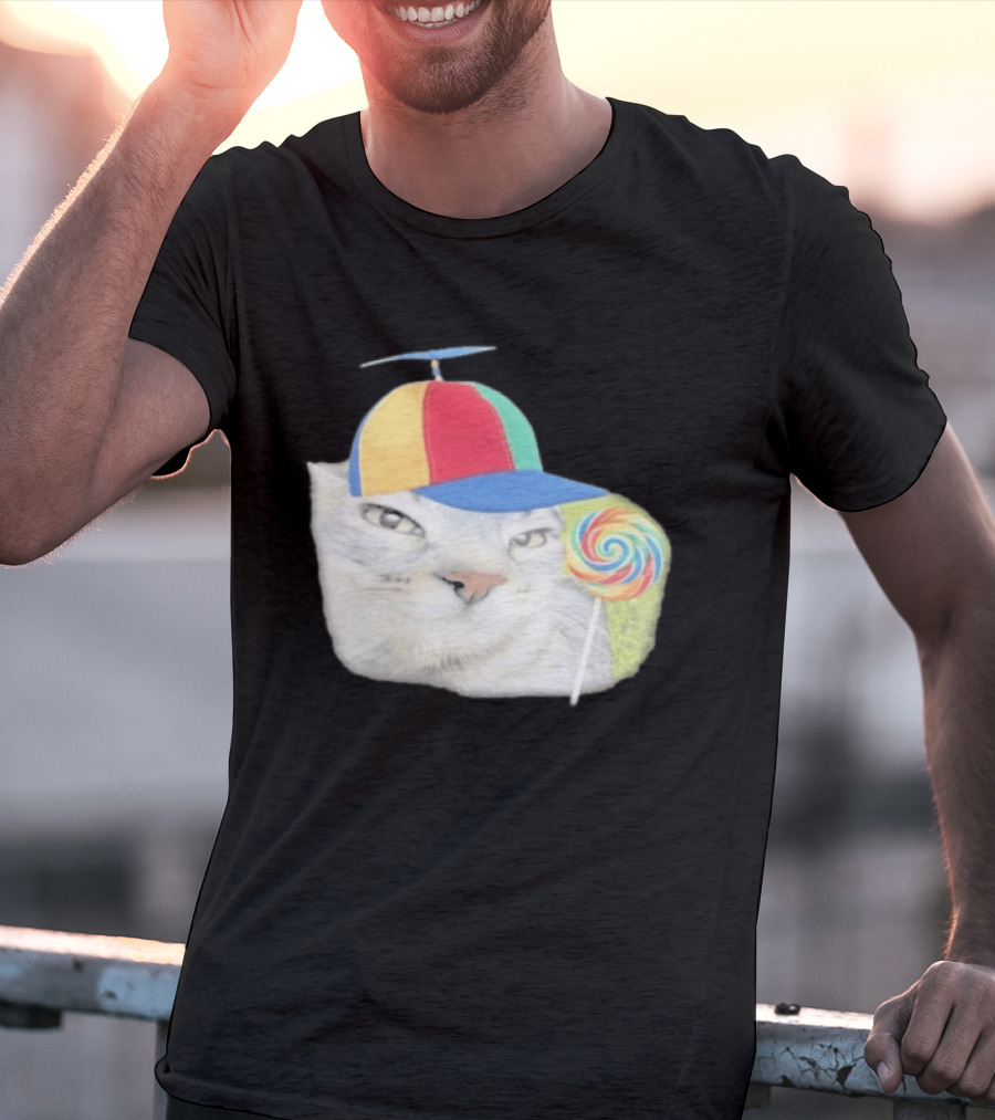 Silly Kitty Cat Candy Rainbow Cap Lollipop T-Shirt