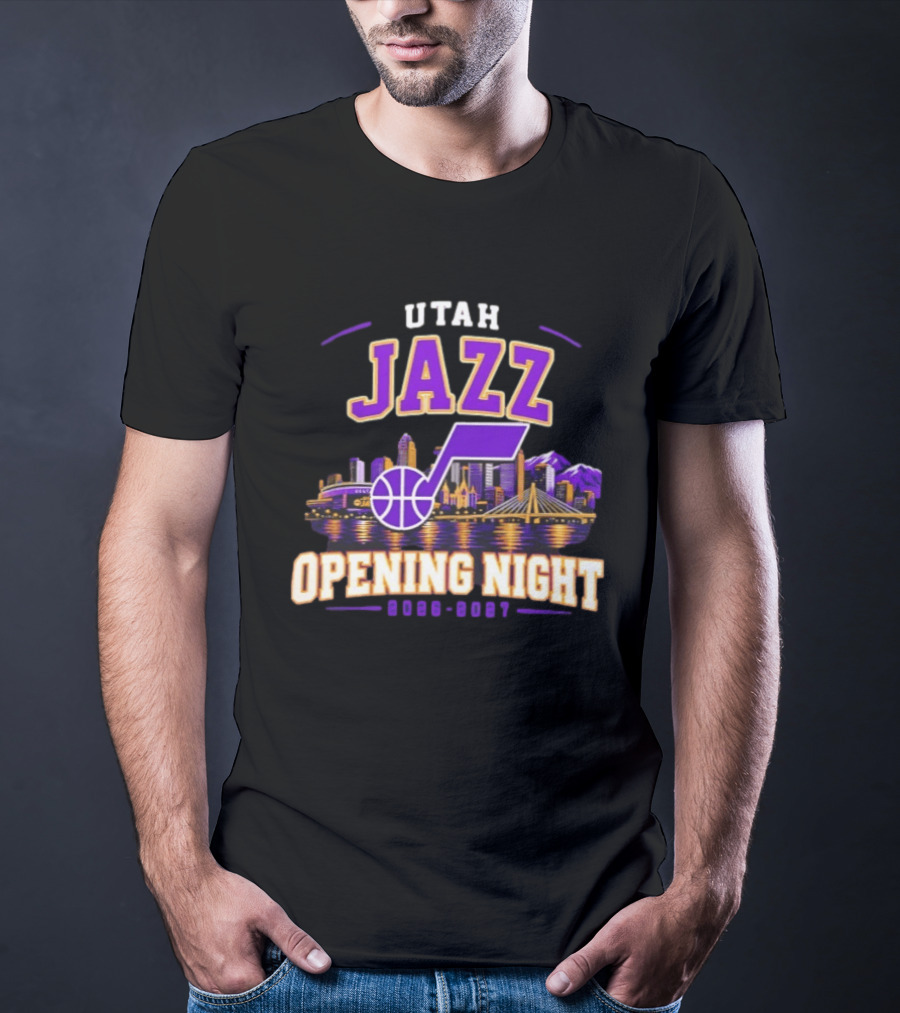 Utah Jazz NBA Opening Night 2026 2027 Skyline T-Shirt