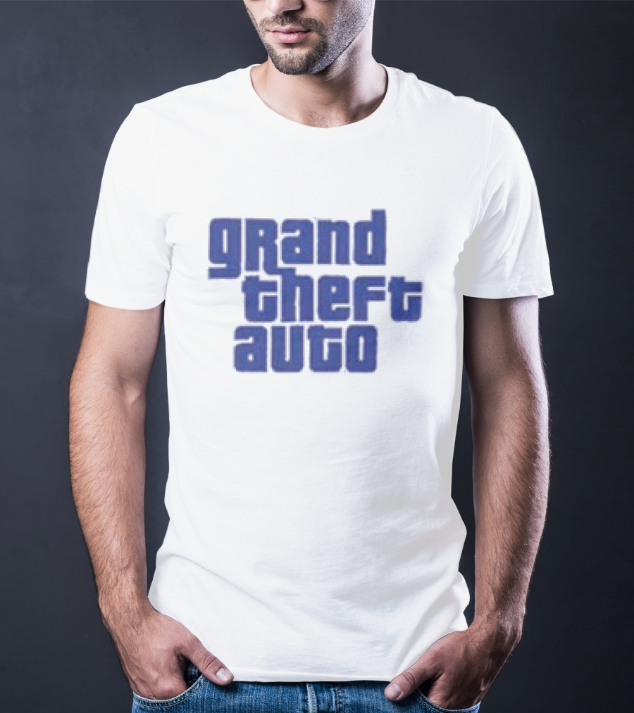 Grand Theft Auto Vintage Text Graphic Blue Aesthetic T-Shirt