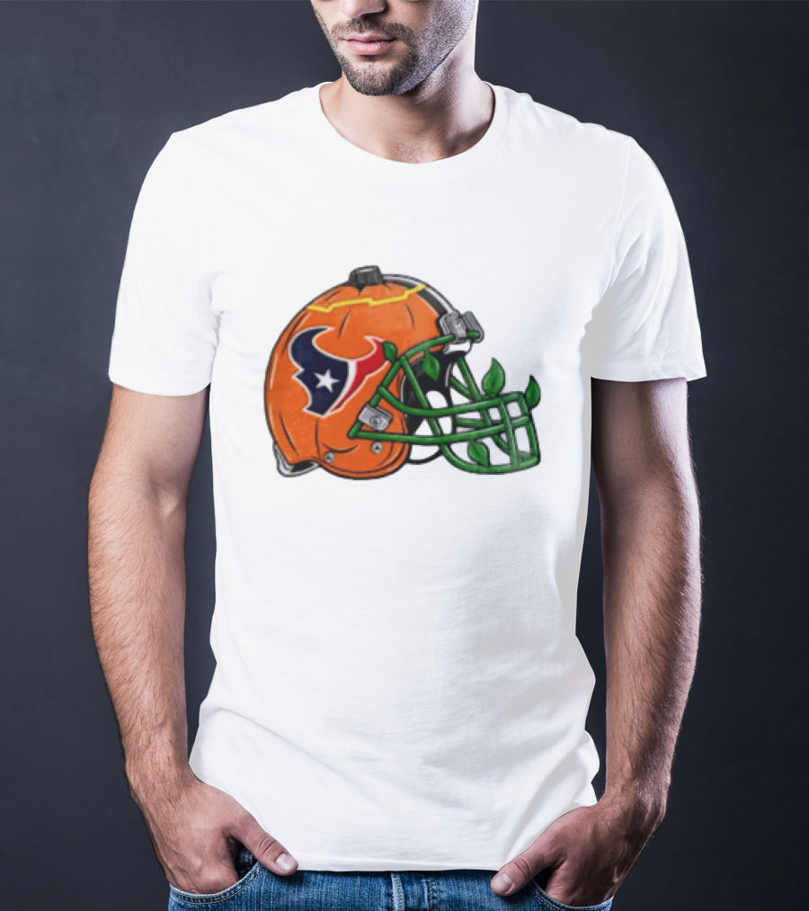 Houston Texans Pumpkin Helmet Halloween Football Fan T-Shirt