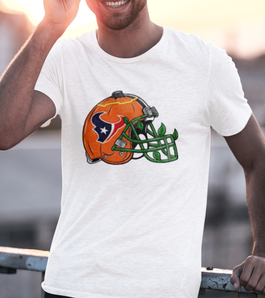 Houston Texans Pumpkin Helmet Halloween Football Fan T-Shirt