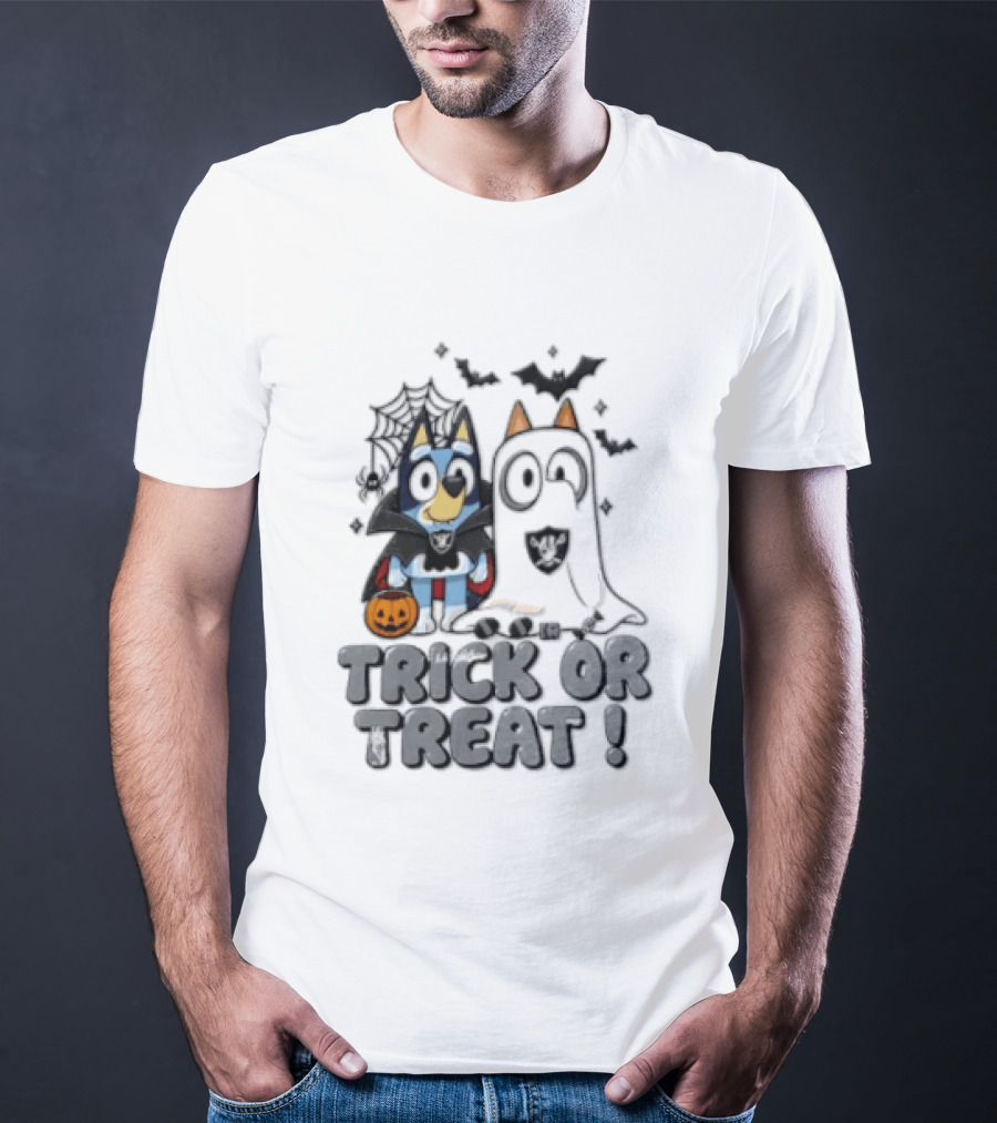 Las Vegas Raiders Bluey Trick Or Treat Halloween Costume Party T-Shirt