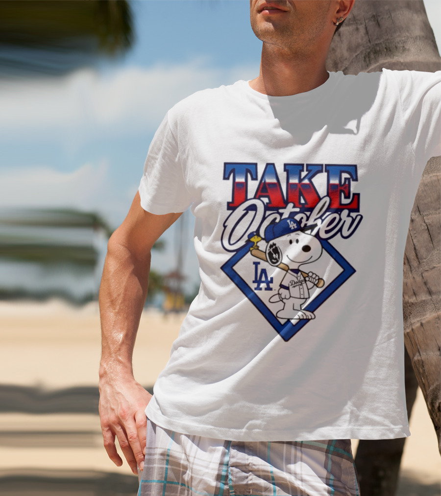 Los Angeles Dodgers Take October Snoopy Baseball Collaboration T-Shirt