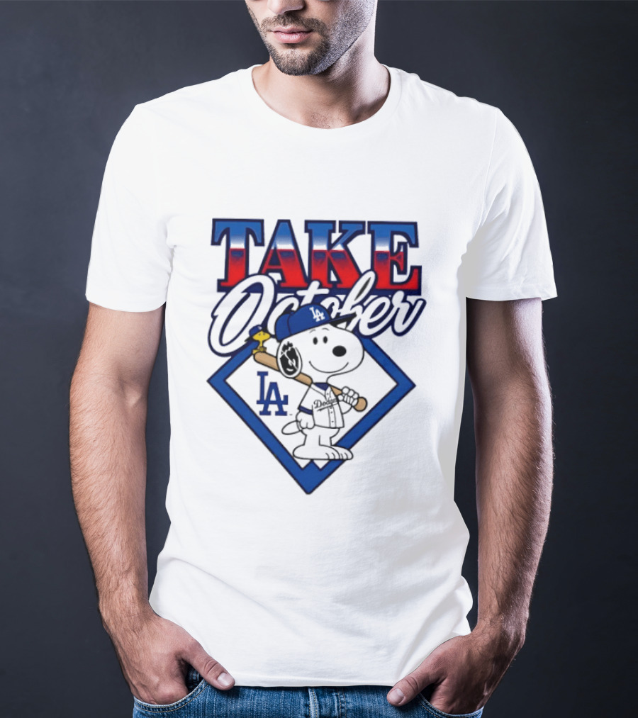Los Angeles Dodgers Take October Snoopy Baseball Collaboration T-Shirt