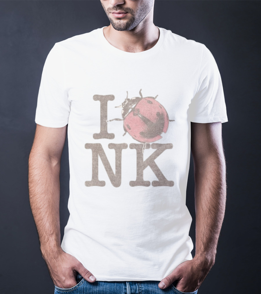 Noah Kahan Store I Love NK Pink Ladybug T-Shirt