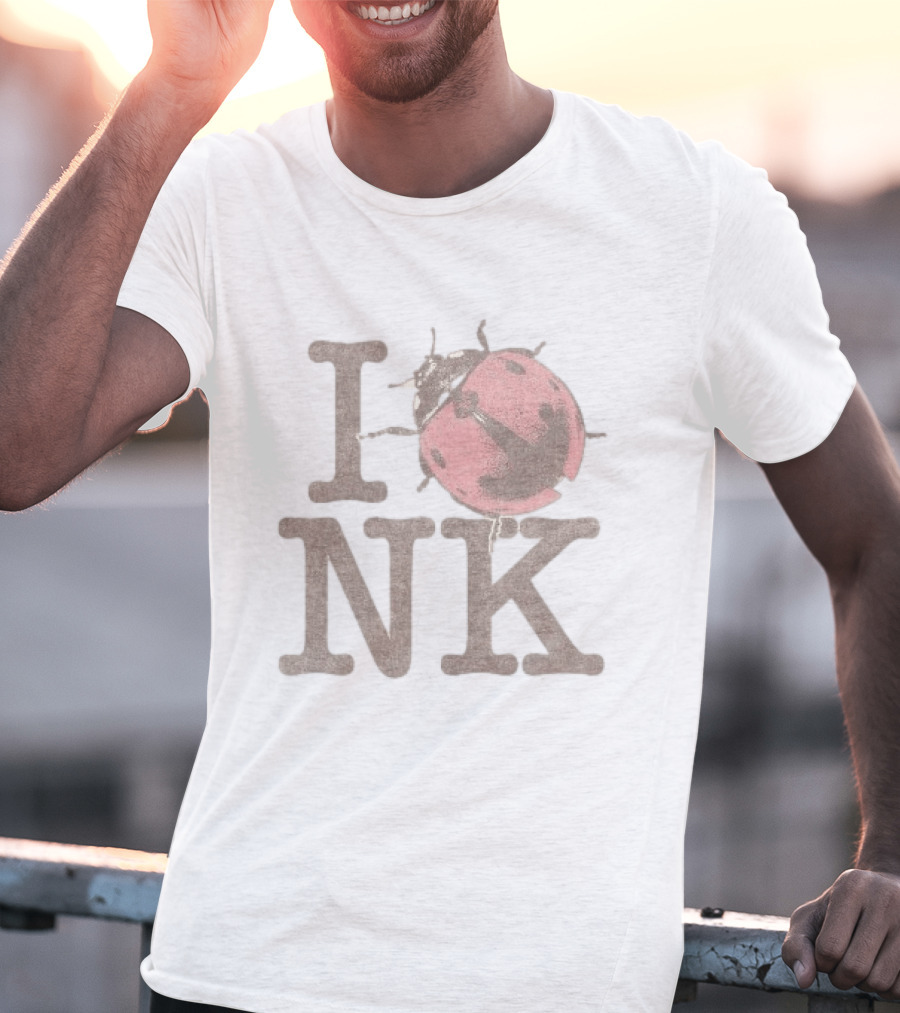Noah Kahan Store I Love NK Pink Ladybug T-Shirt