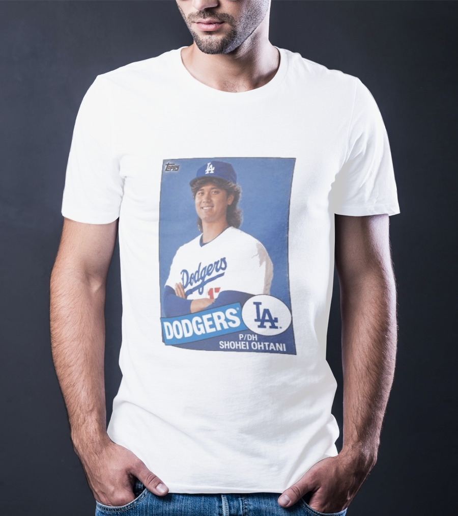 Shohei Ohtani Dodgers P/DH 80s Topps Los Angeles Baseball Card T-Shirt