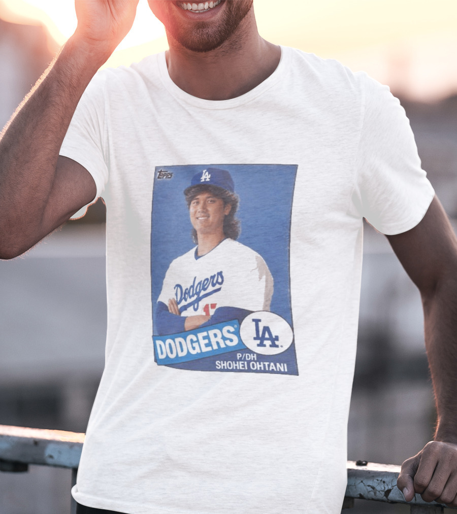 Shohei Ohtani Dodgers P/DH 80s Topps Los Angeles Baseball Card T-Shirt