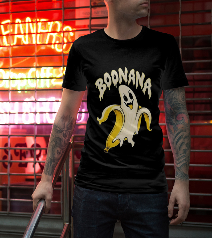 Boonana Spooky Ghost Pun Halloween Banana T-Shirt