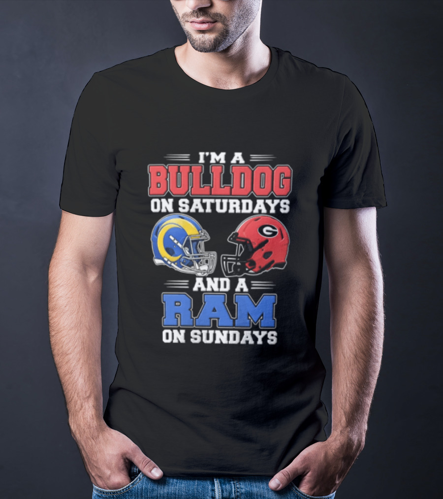 I'm A Bulldog On Saturdays And A Ram On Sundays Football Helmets T-Shirt