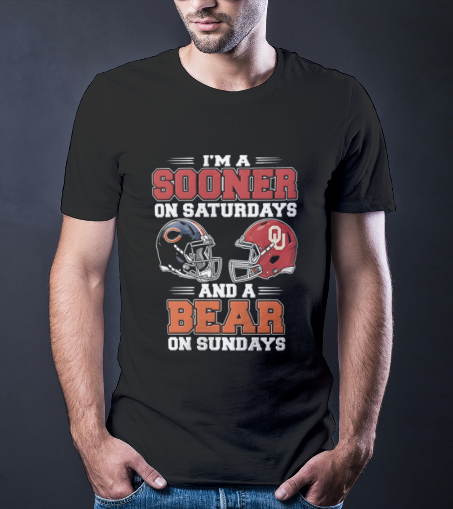 I'm A Sooner On Saturdays And A Bear On Sundays Football Helmets T-Shirt