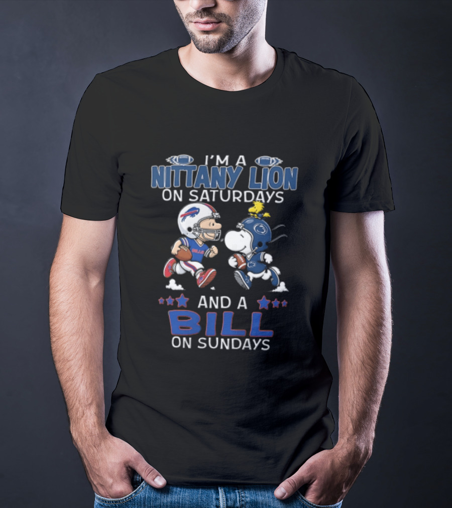 I'm A Nittany Lion On Saturdays And A Bill On Sundays Peanuts Charlie Brown Snoopy T-Shirt