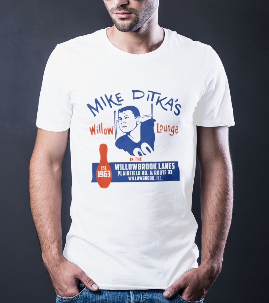 Mike Ditka's Willow Lounge Northwest Highway Chicago Retro Blue And Orange Appeal T-Shirt