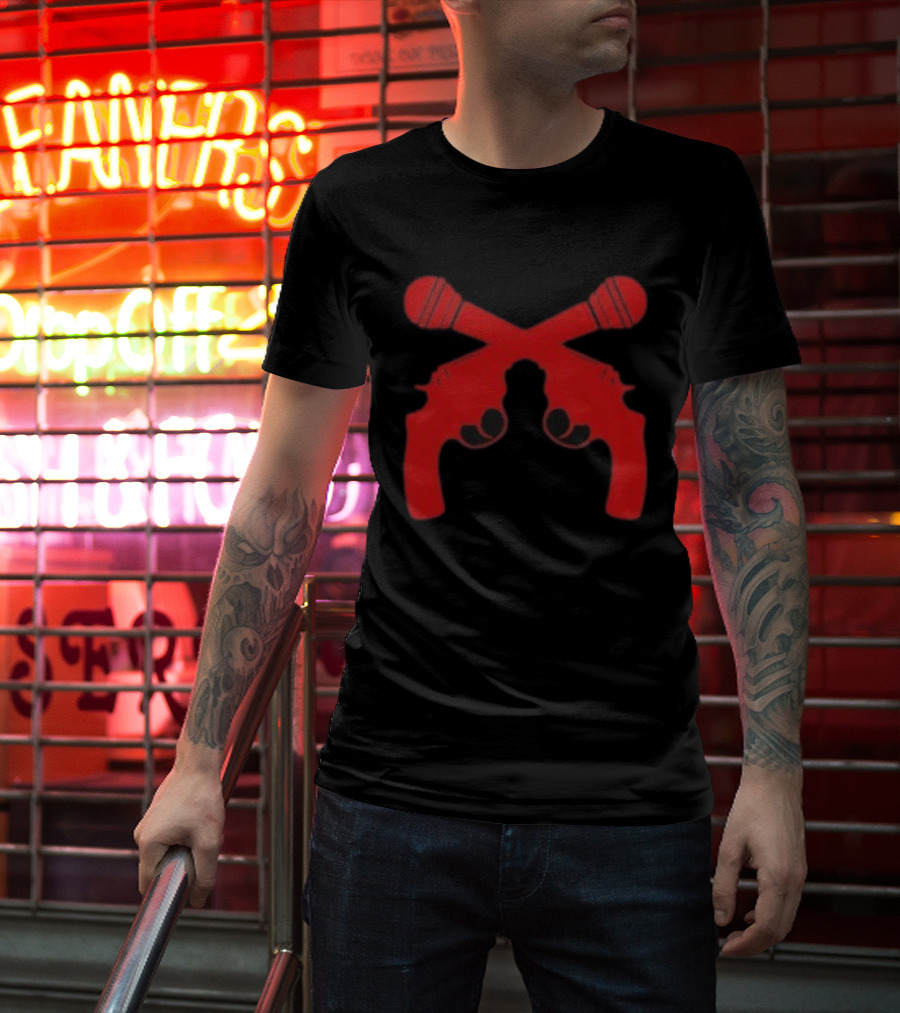 Kill Tony Ask Me About My Big Joke Book Microphones Crossed With Guns T-Shirt