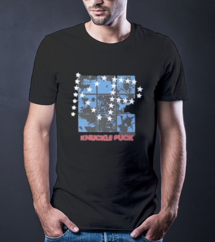 Knuckle Puck Faded Black Stars Blue Grid T-Shirt