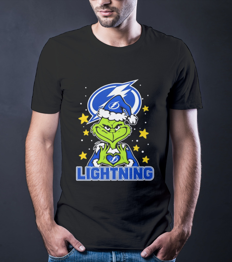 Tampa Bay Lightning Christmas Grinch Holiday Fan T-Shirt
