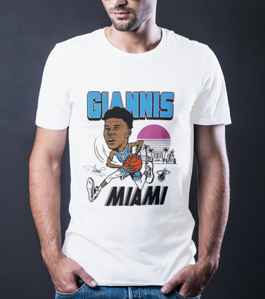 Giannis Antetokounmpo Vice City Miami Heat Caricature T-Shirt