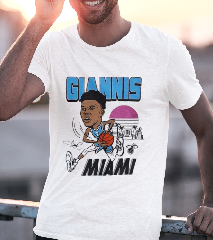 Giannis Antetokounmpo Vice City Miami Heat Caricature T-Shirt