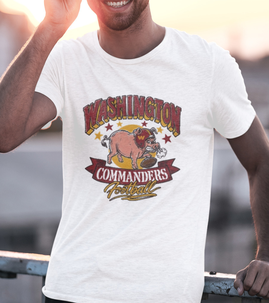 Washington Commanders Football Angry Pig Helmet Stars T-Shirt