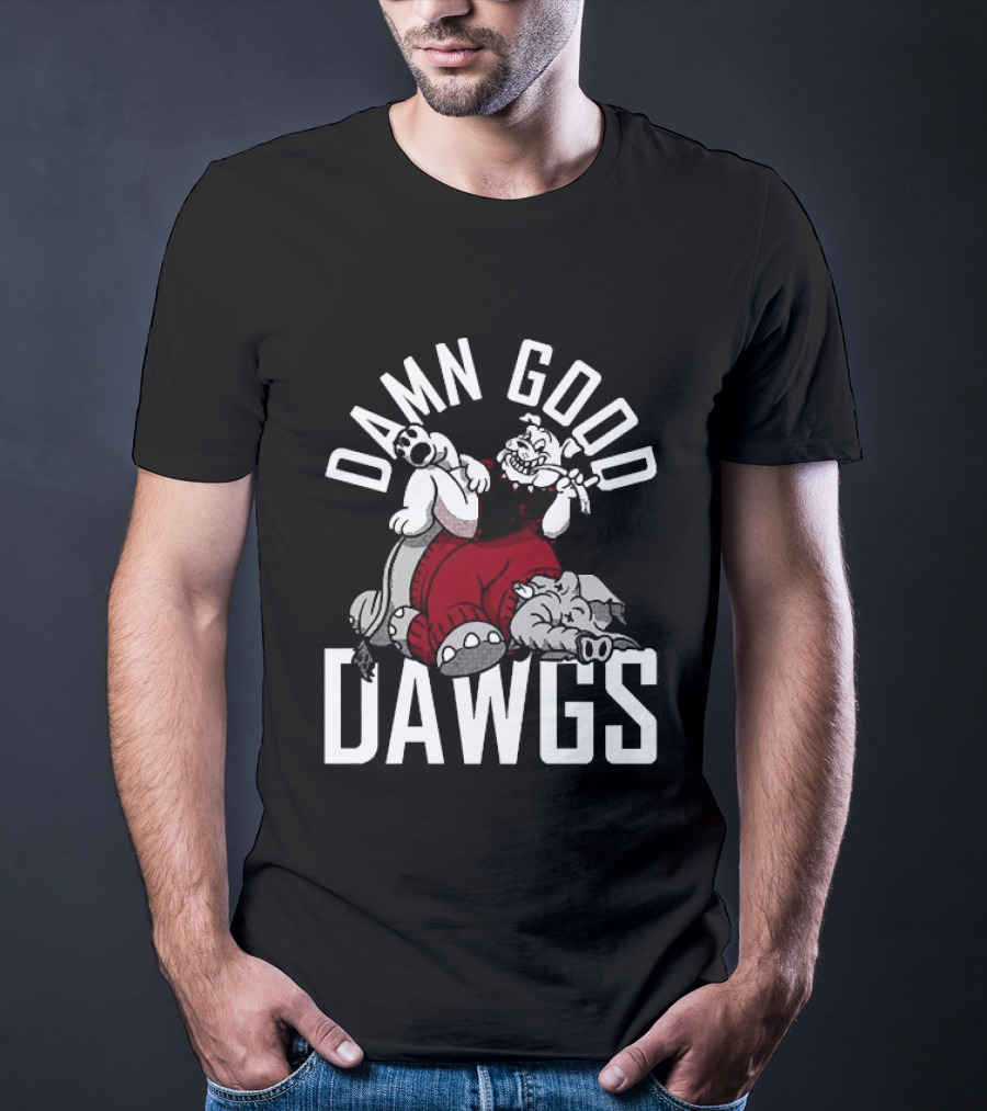 Georgia Bulldogs Damn Good Dawgs Alabama Crimson Tide Rivals Cartoon T-Shirt