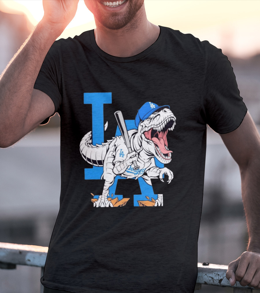 Los Angeles Dodgers Rex Baseball Cap Bat LA Letter T-Shirt