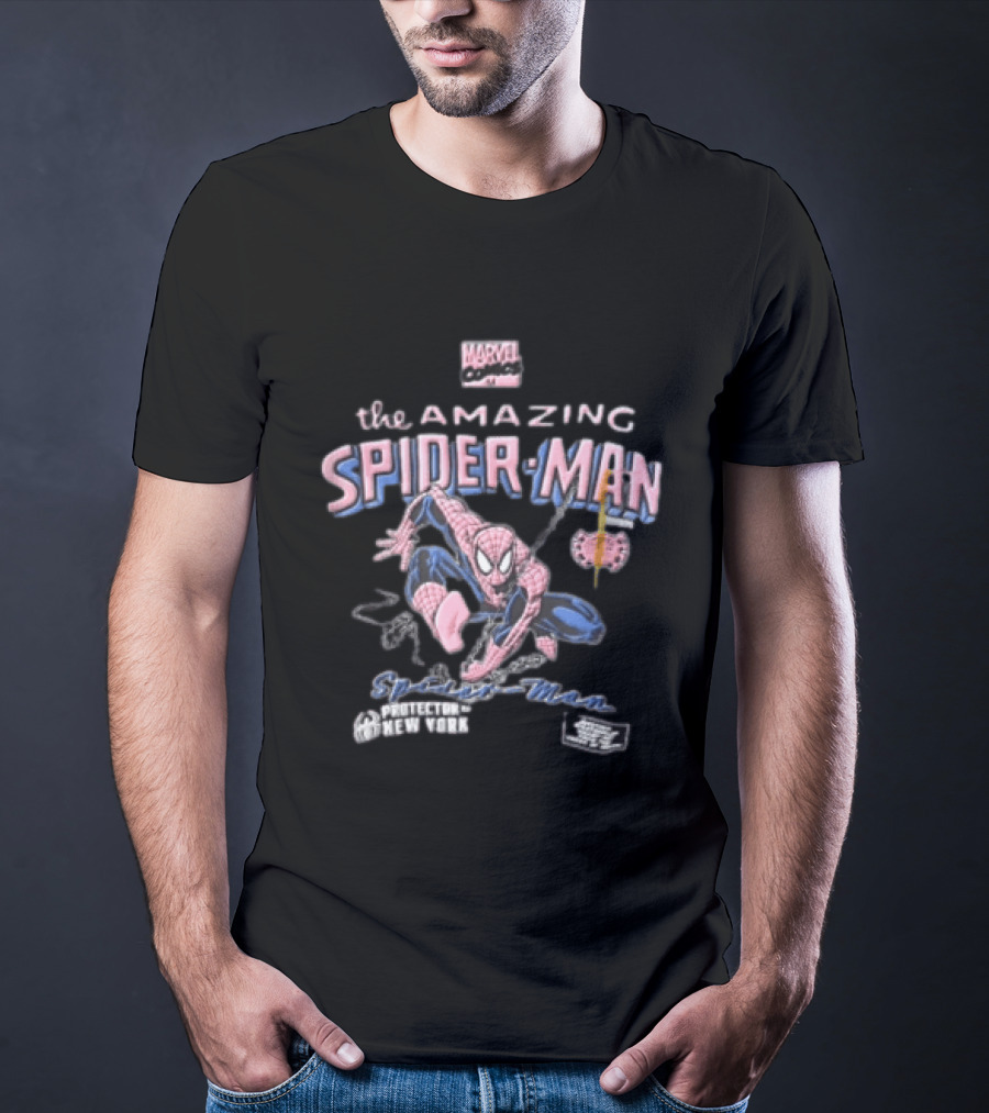 Marvel Comics The Amazing Spider Man Protector Of New York Swinging Action Adventure T-Shirt