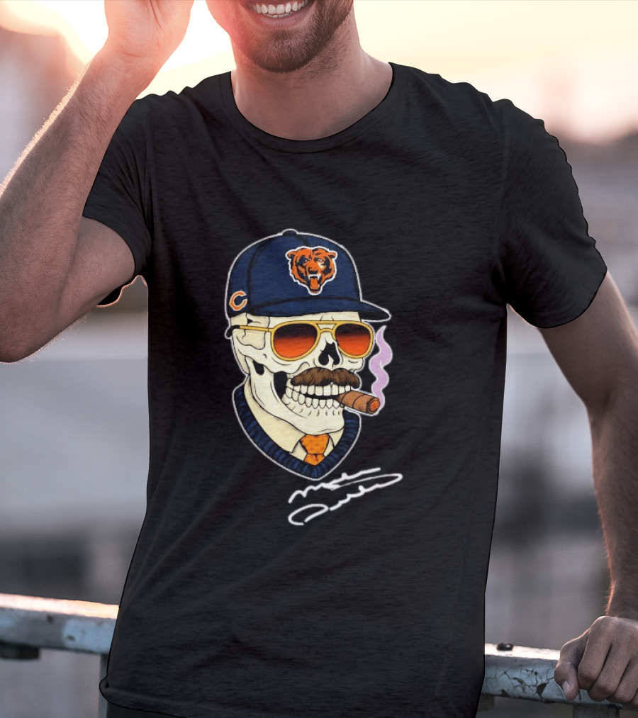 Mike Ditka Chicago Bears Legend Skull Cigar Signature T-Shirt