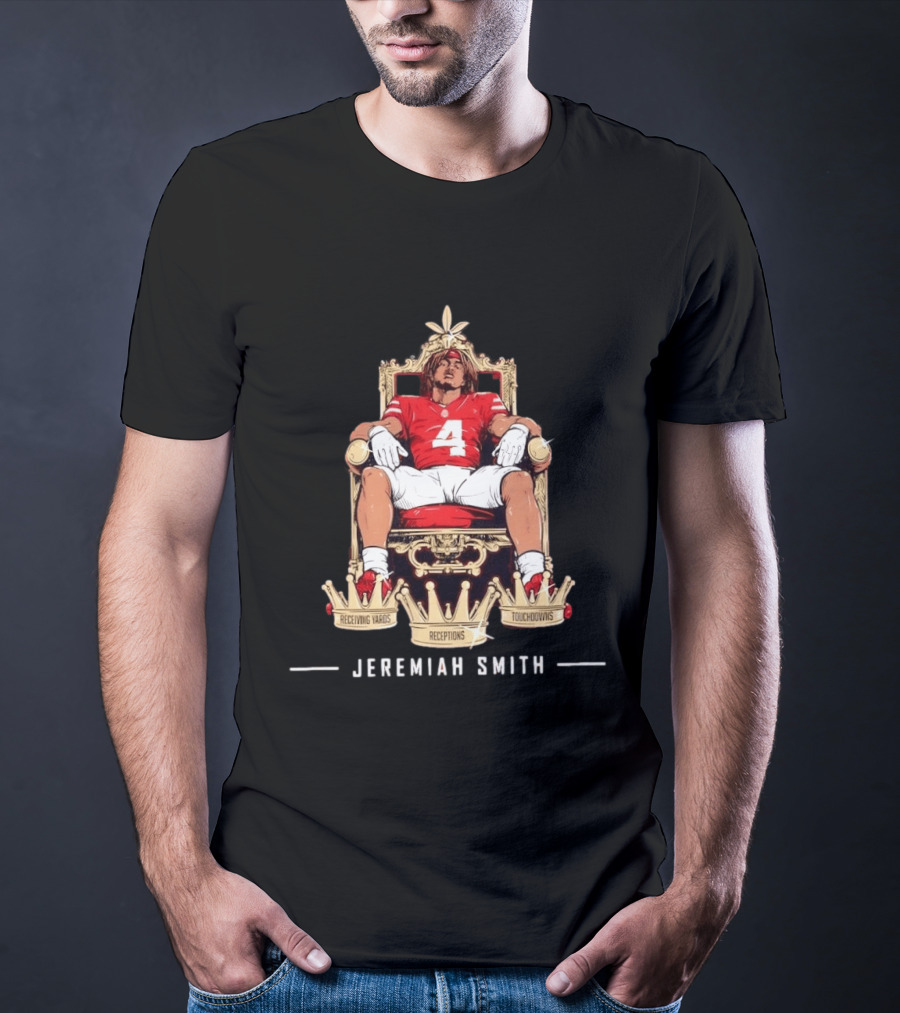 Ohio State Buckeyes Football Jeremiah Smith Crown Receptions Receiving Touchdowns T-Shirt