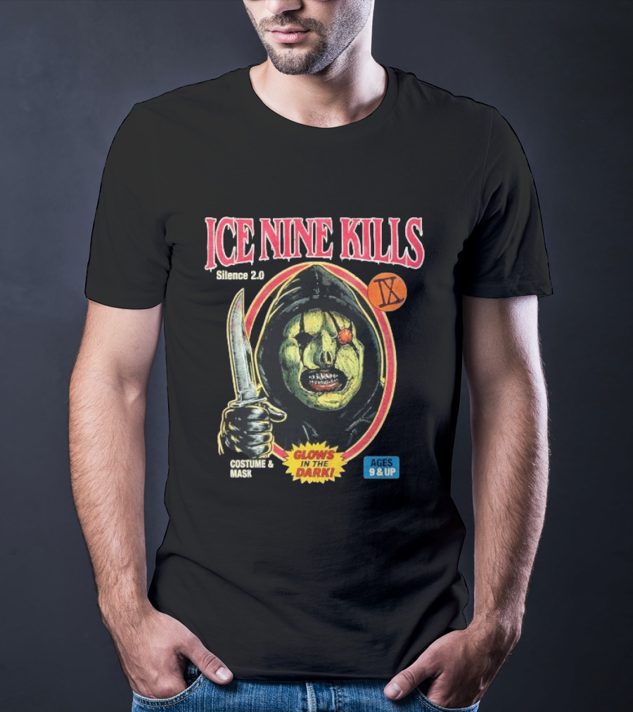 Ice Nine Kills Silence 2.0 Costume Mask Glows In The Dark Ages 9 And Up T-Shirt