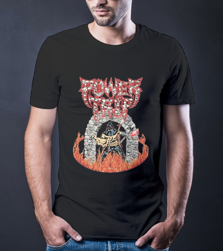 Power Trip Executioner Heavy Metal Iconic Skull Logo Fiery Guitar T-Shirt