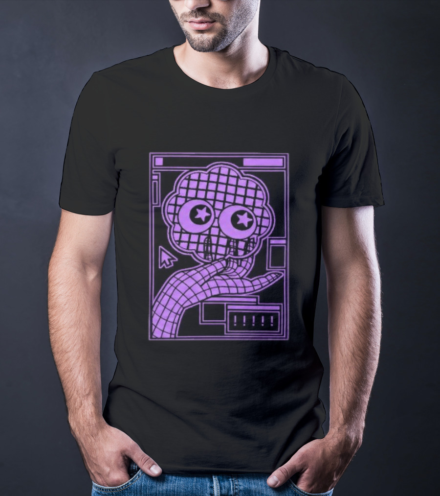 Ranboo Store The Parti Pixel Star Eyed Retro Grid Hand And Cloud T-Shirt