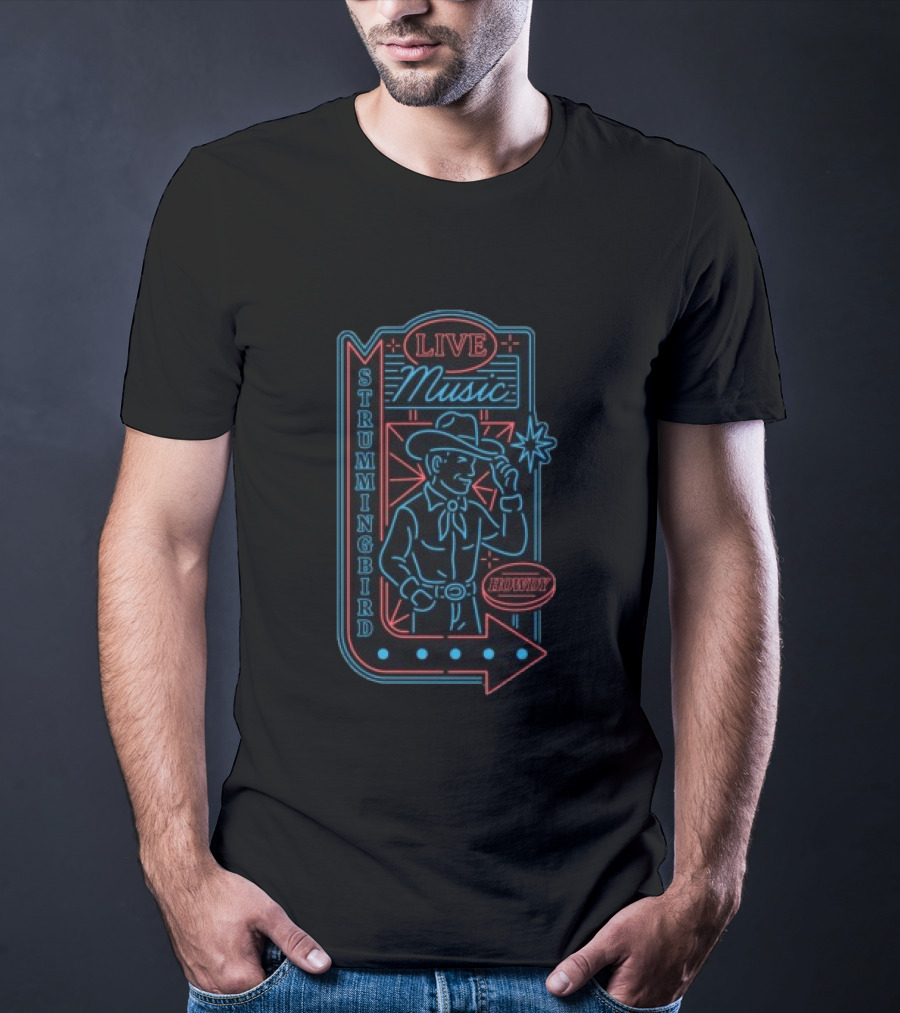 Strummingbird Neon Cowboy Live Music Honky Tonk T-Shirt