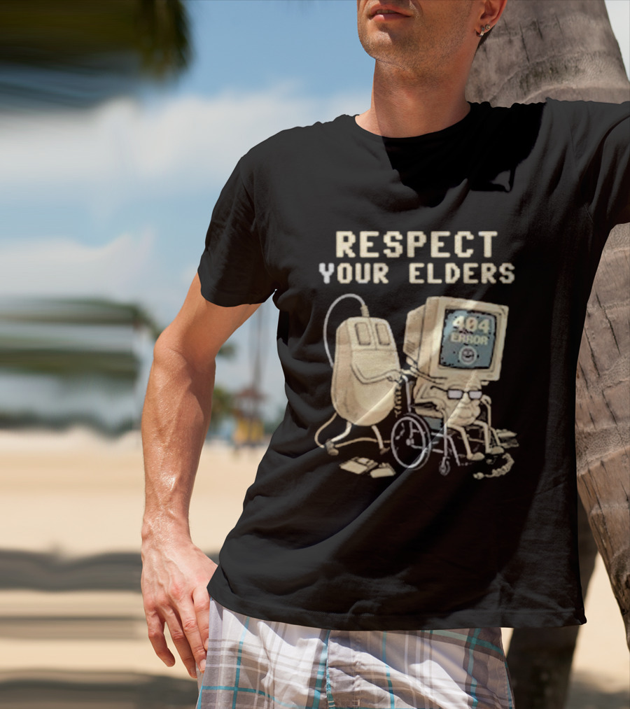 Respect Your Elders 404 Error Tech Hilarious Old Computer Mouse T-Shirt