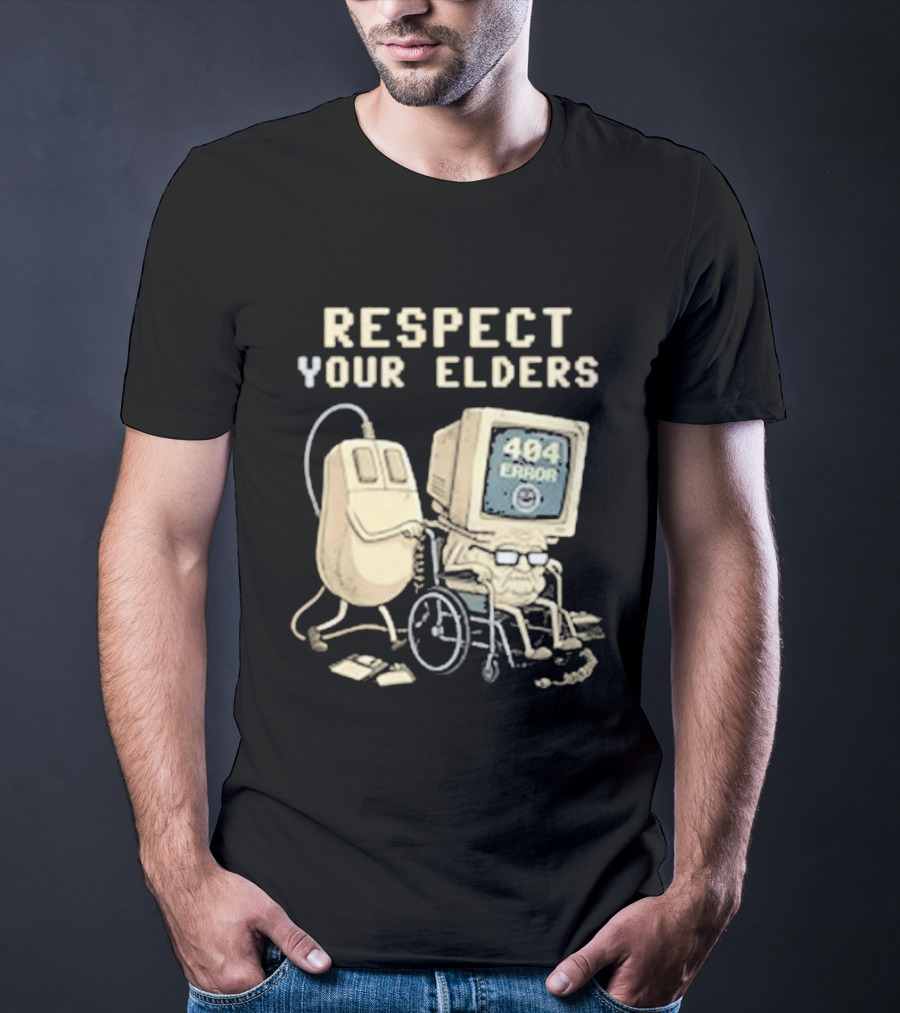 Respect Your Elders 404 Error Tech Hilarious Old Computer Mouse T-Shirt