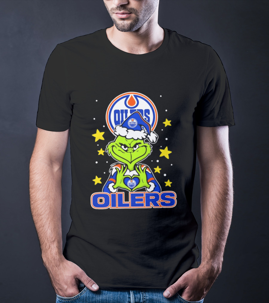 Edmonton Oilers NHL Christmas Grinch Holiday T-Shirt