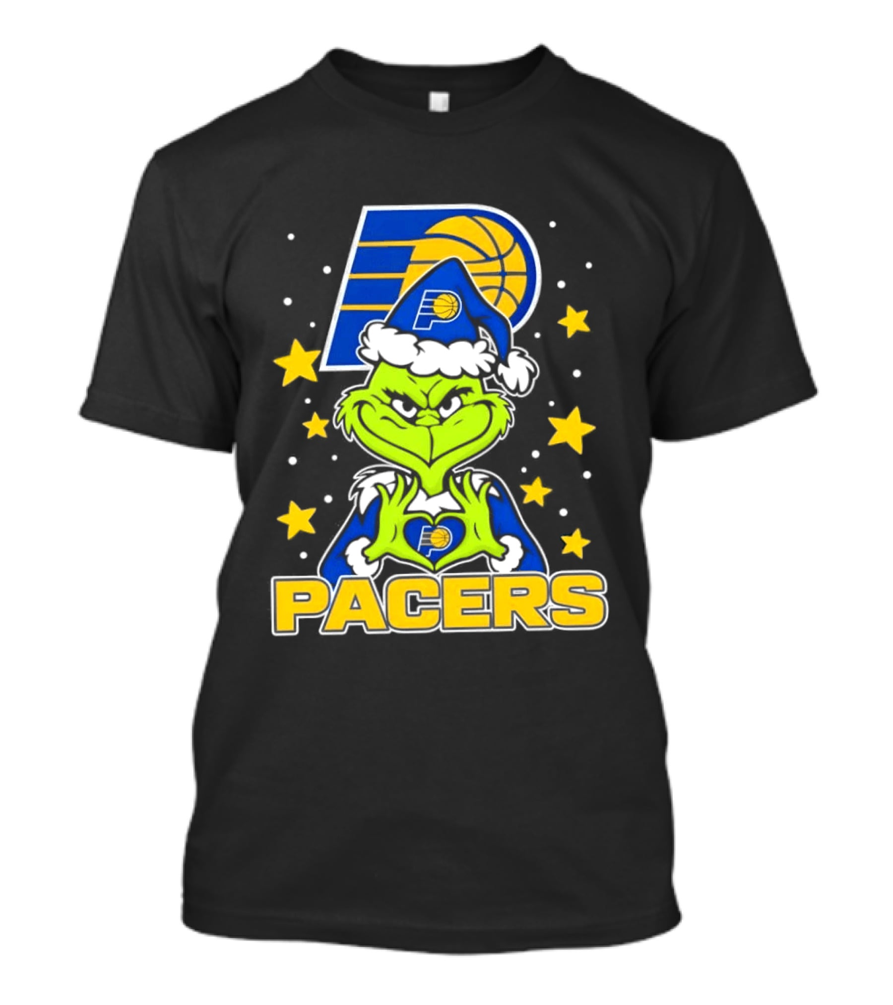 Pacers Christmas Heart Grinch With Indiana T-Shirt