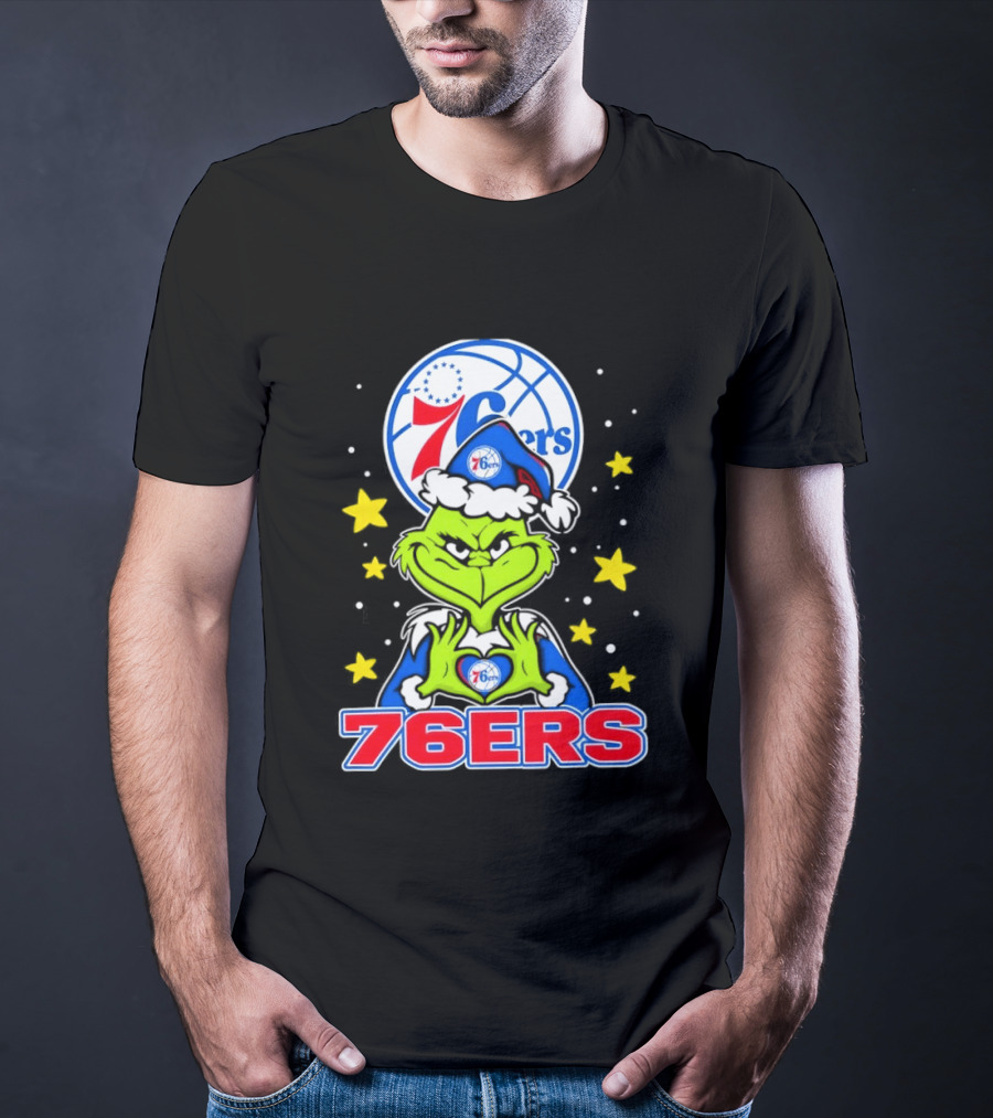Philadelphia 76ers Christmas Grinch Basketball Holiday T-Shirt