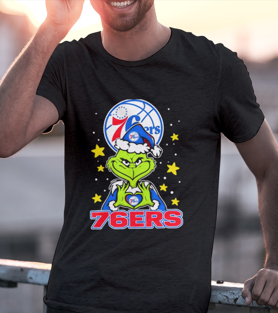 Philadelphia 76ers Christmas Grinch Basketball Holiday T-Shirt