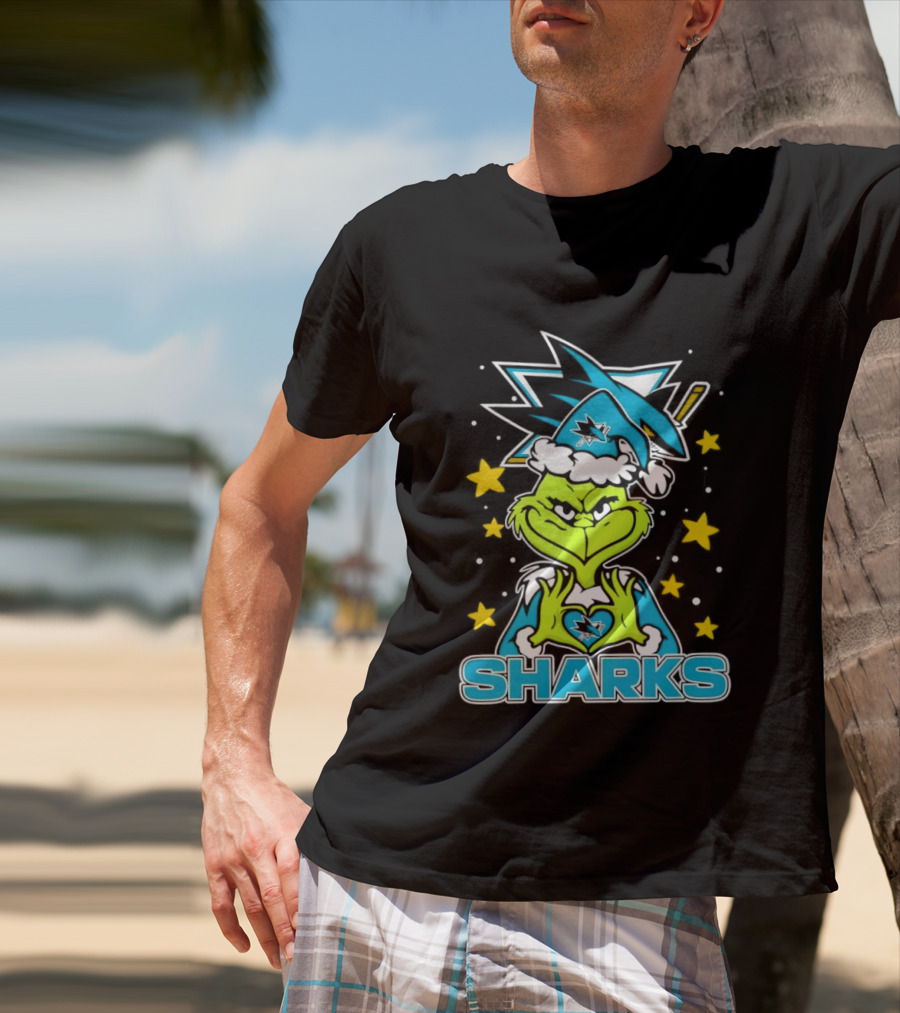 The Grinch San Jose Sharks Christmas NHL Holiday Collaboration T-Shirt