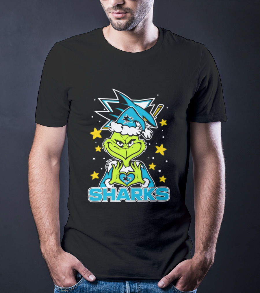 The Grinch San Jose Sharks Christmas NHL Holiday Collaboration T-Shirt
