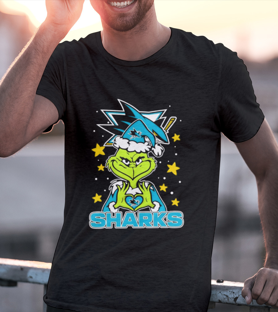 The Grinch San Jose Sharks Christmas NHL Holiday Collaboration T-Shirt