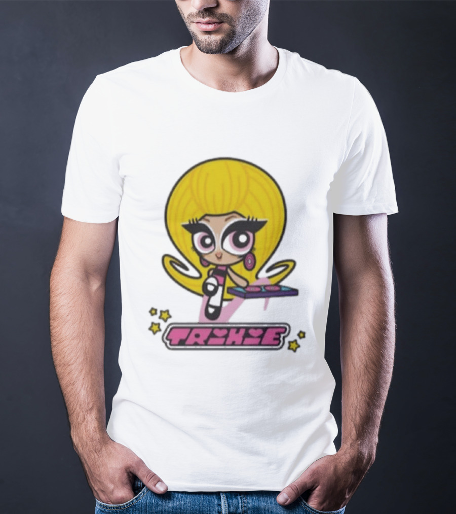 Trixie Mattel Powerpuff Girl Parody With Oversized Yellow Hair And Makeup T-Shirt