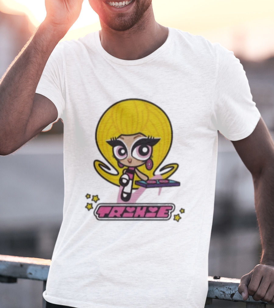 Trixie Mattel Powerpuff Girl Parody With Oversized Yellow Hair And Makeup T-Shirt
