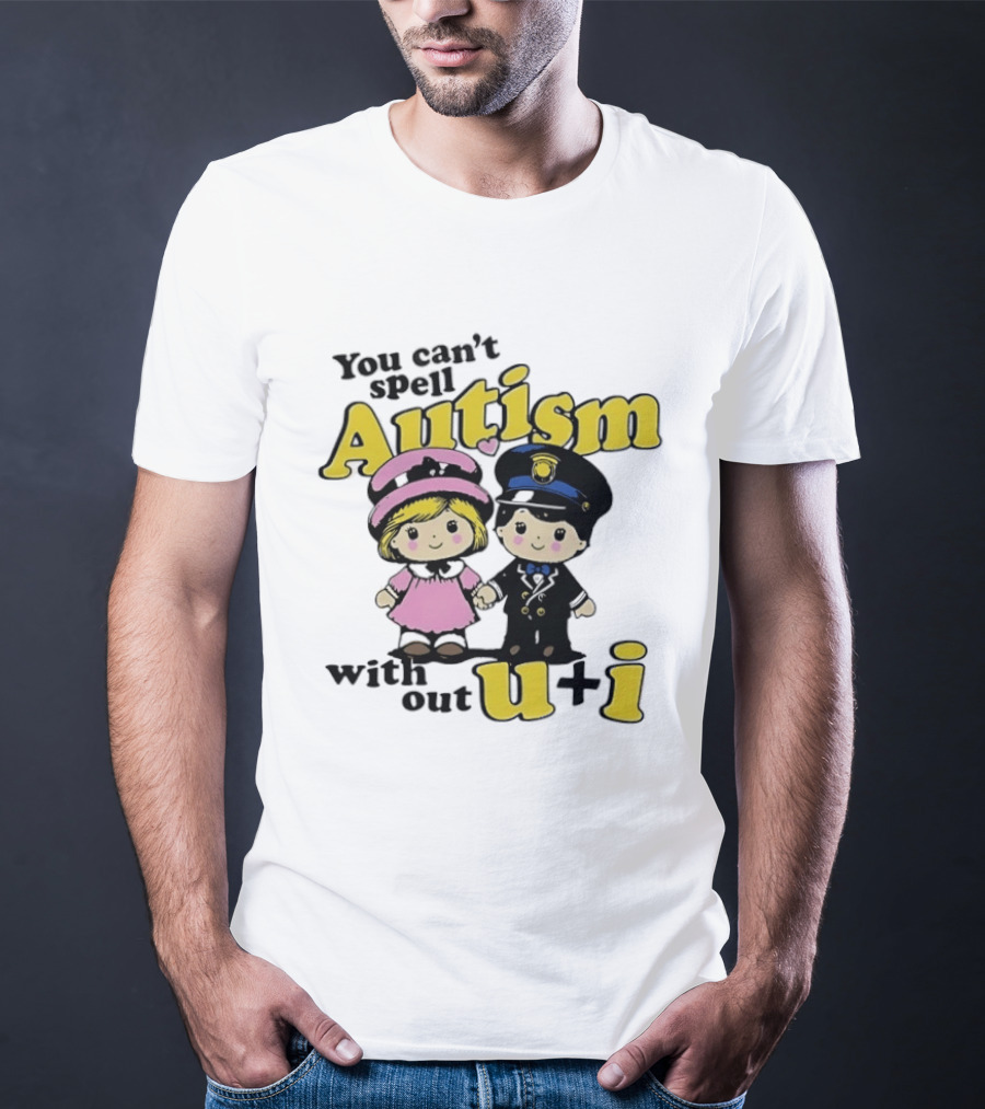 You Can't Spell Autism Without U+I Cute Cartoon Kids Holding Hands T-Shirt