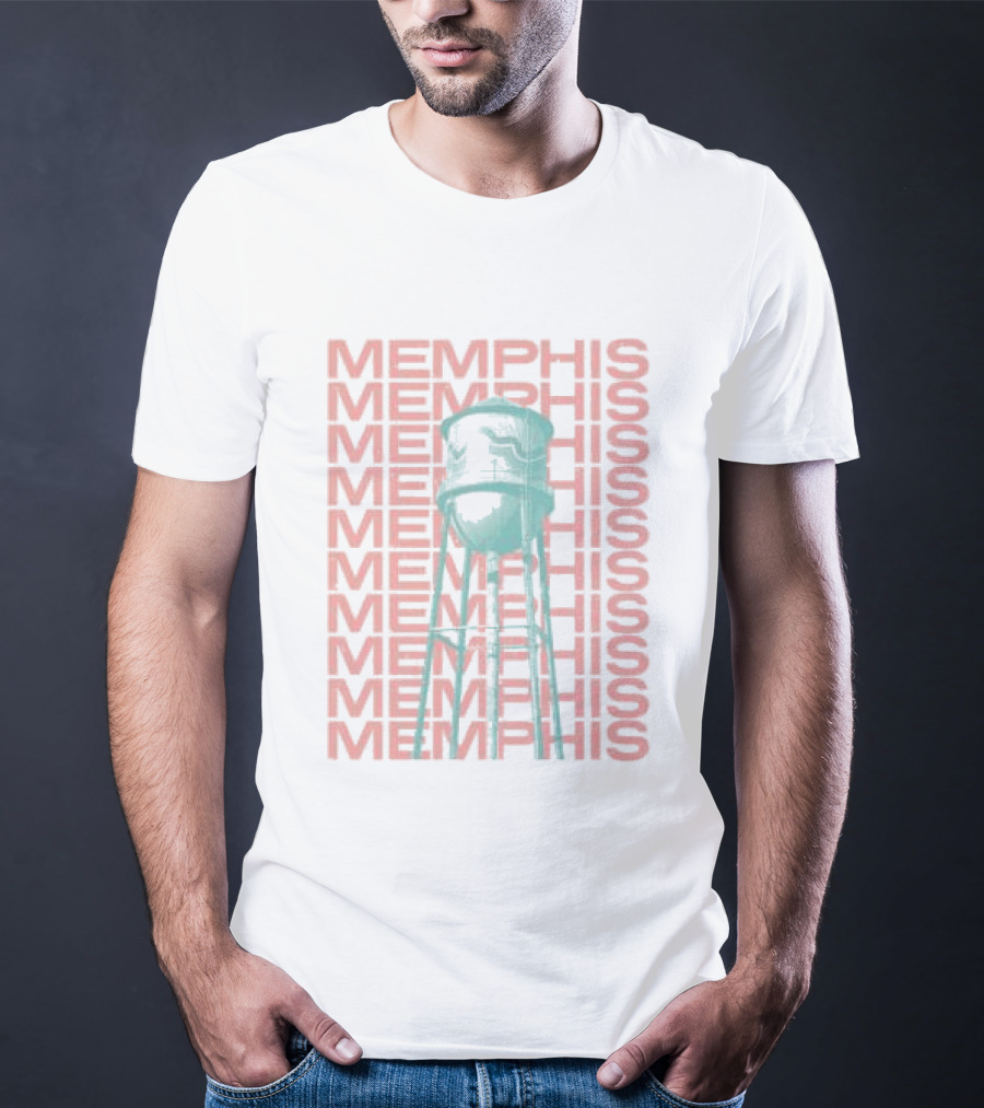 Memphis Halftone Broad Ave Water Tower Choose 901 Store T-Shirt