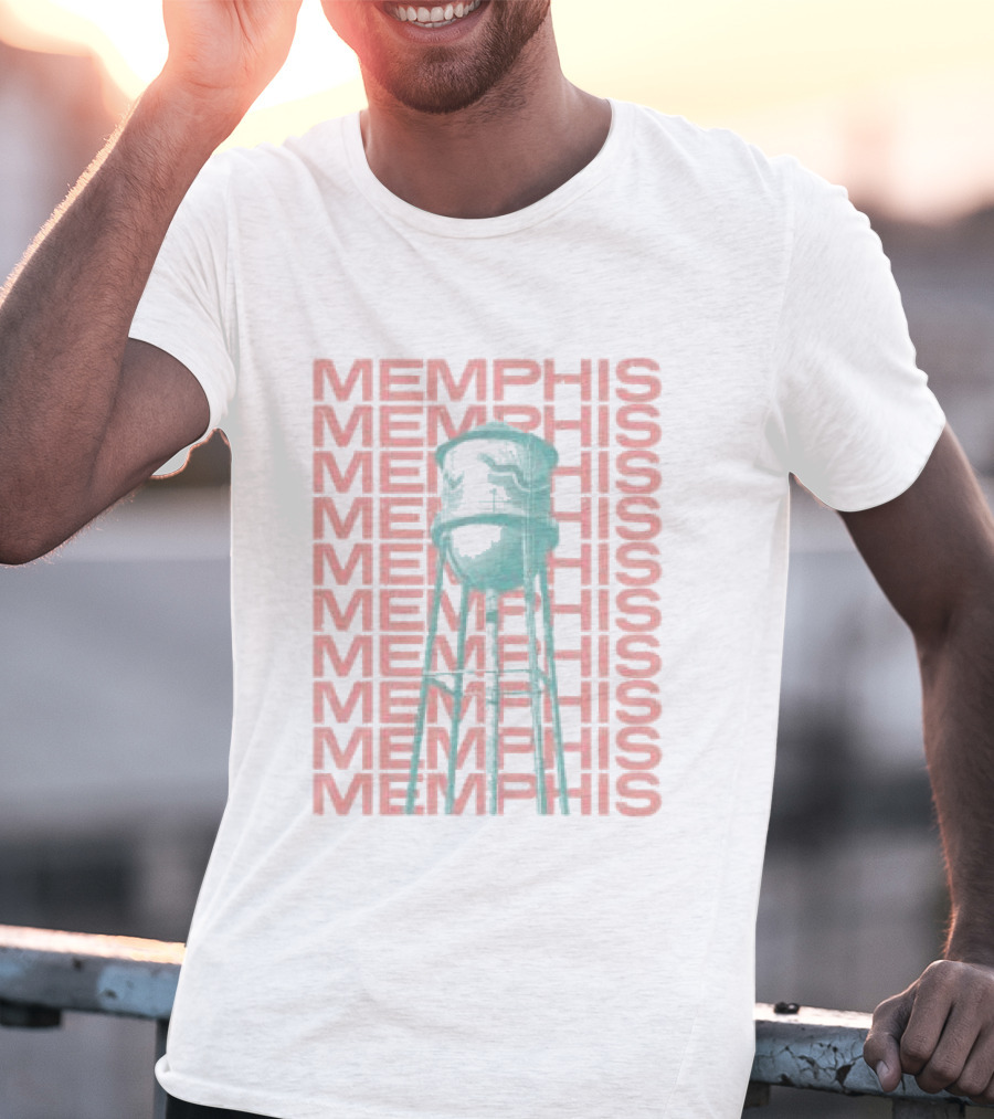 Memphis Halftone Broad Ave Water Tower Choose 901 Store T-Shirt