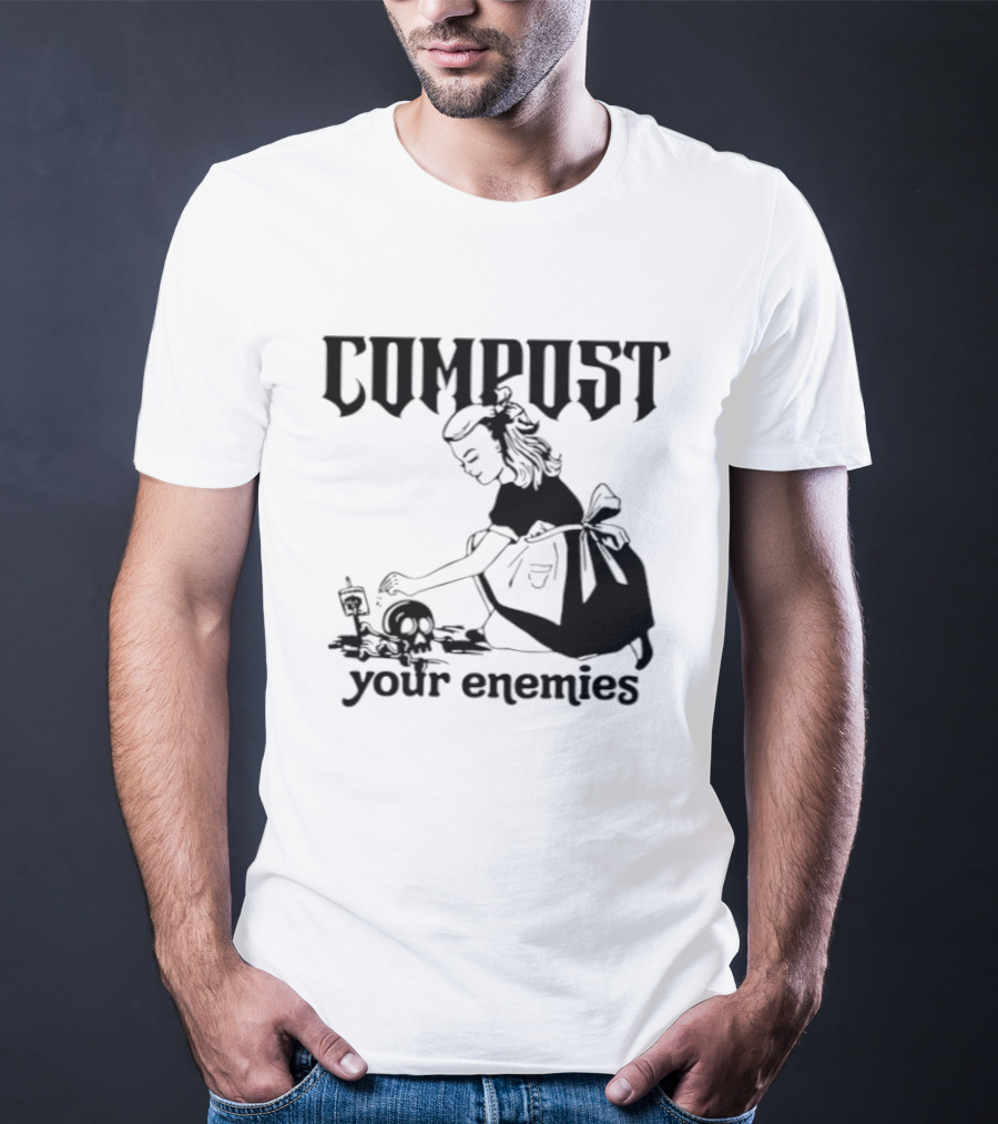 Compost Your Enemies Retro Gothic Style Gardening Skeleton T-Shirt