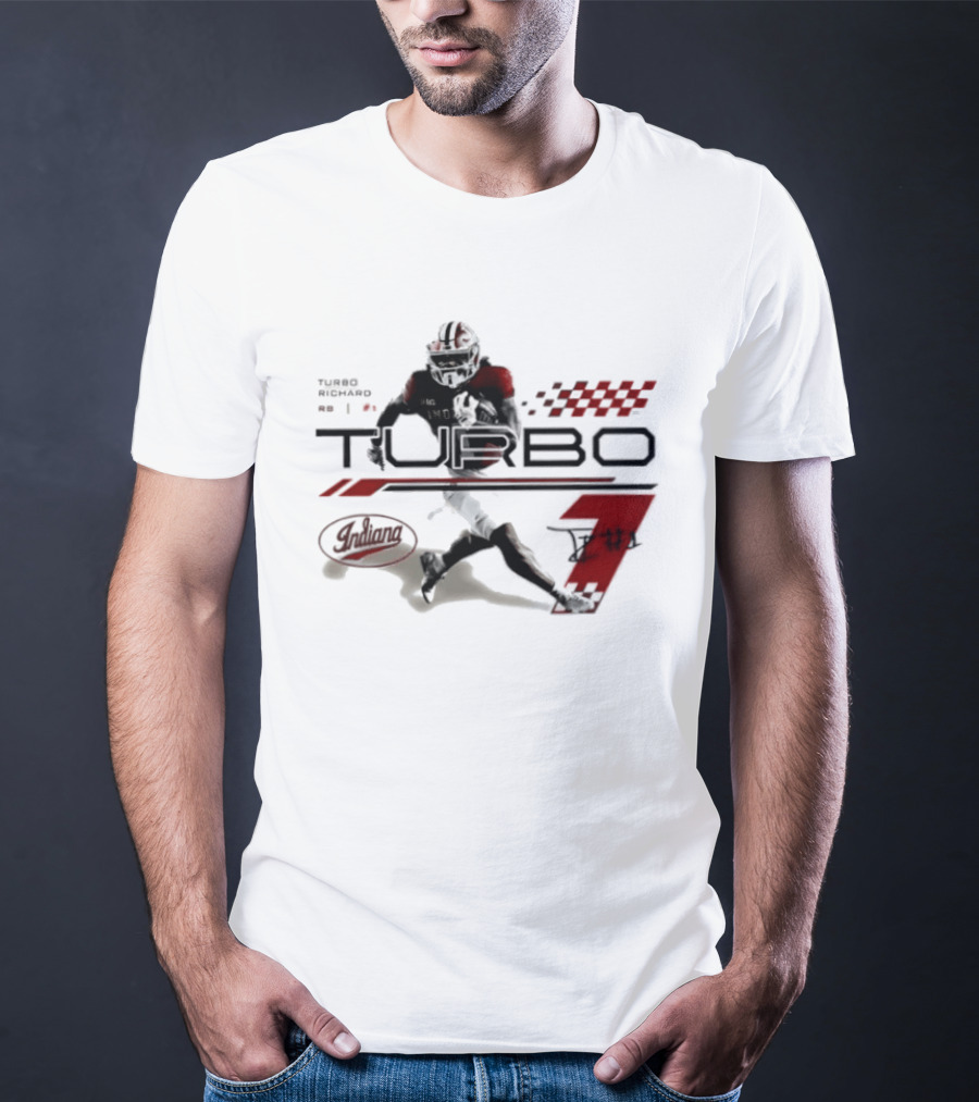 Indiana Hoosiers Turbo Richard Football Graphics Racing T-Shirt