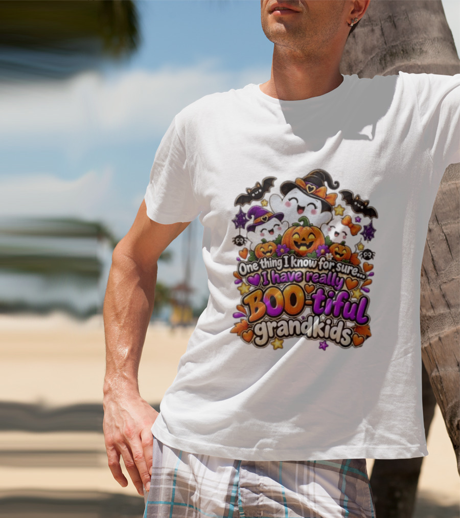 One Thing I Know For Sure I Have Really BOO Tiful Grandkids Halloween Ghost Pumpkin T-Shirt
