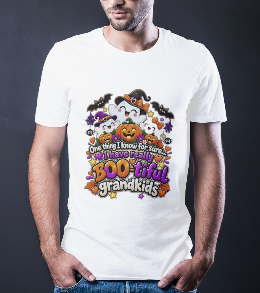 One Thing I Know For Sure I Have Really BOO Tiful Grandkids Halloween Ghost Pumpkin T-Shirt